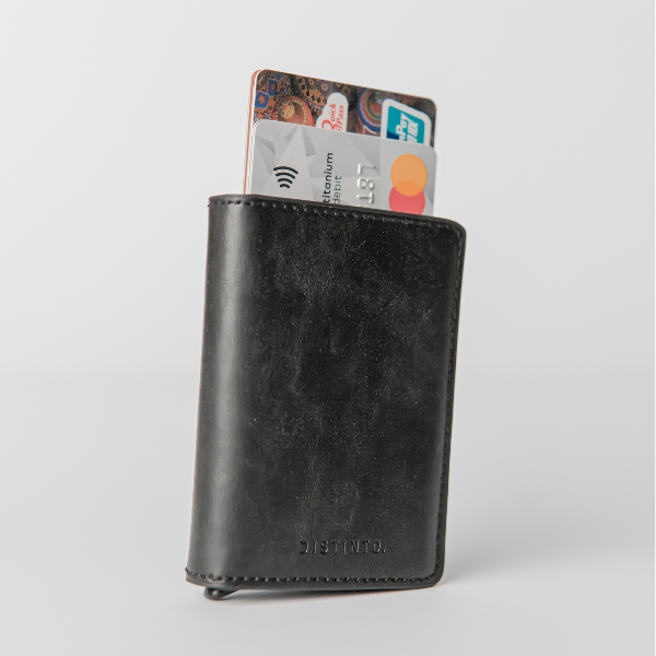 Premium PU Leather Pop-Up Card Holder Wallet with RFID Protection