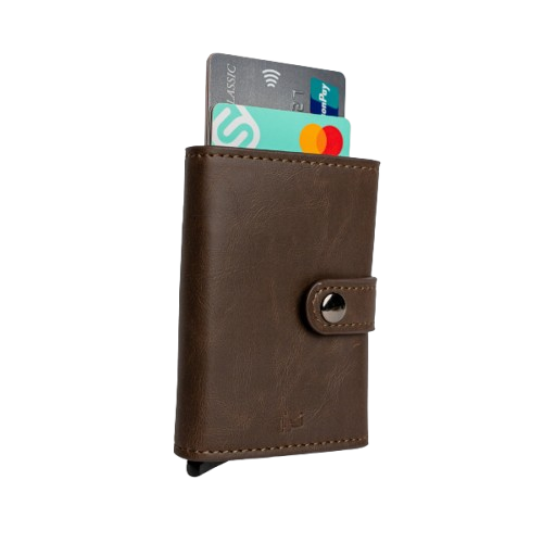 Premium PU Leather Pop-Up Card Holder Wallet with RFID Protection