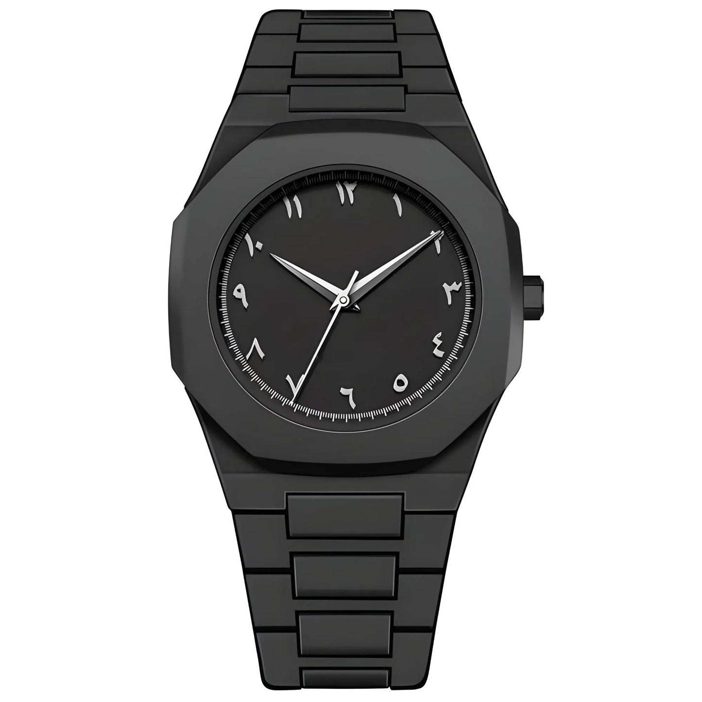 Arabic Aura Watch 2025 Black Modern Creative Design Waterproof Stainless Steel Chain Quartz Movement
